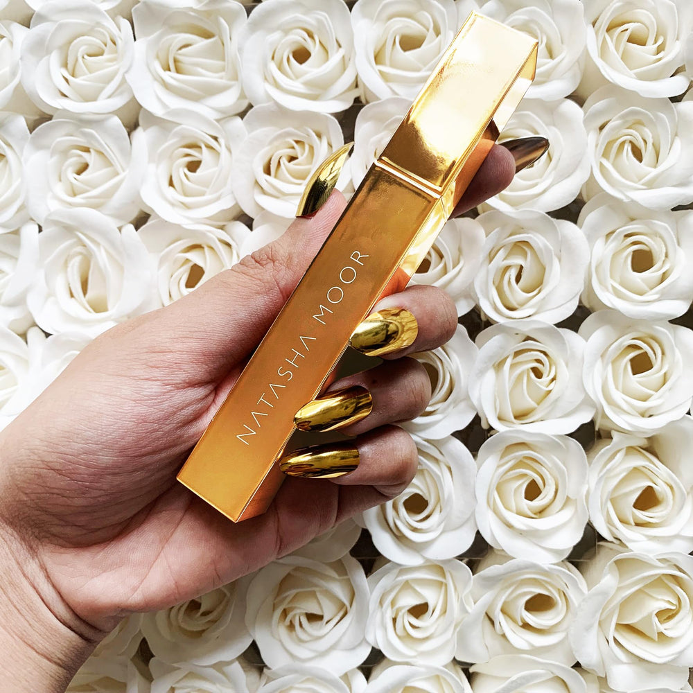 Natasha Moor Moor Power Mascara smudge-proof formula stays put.