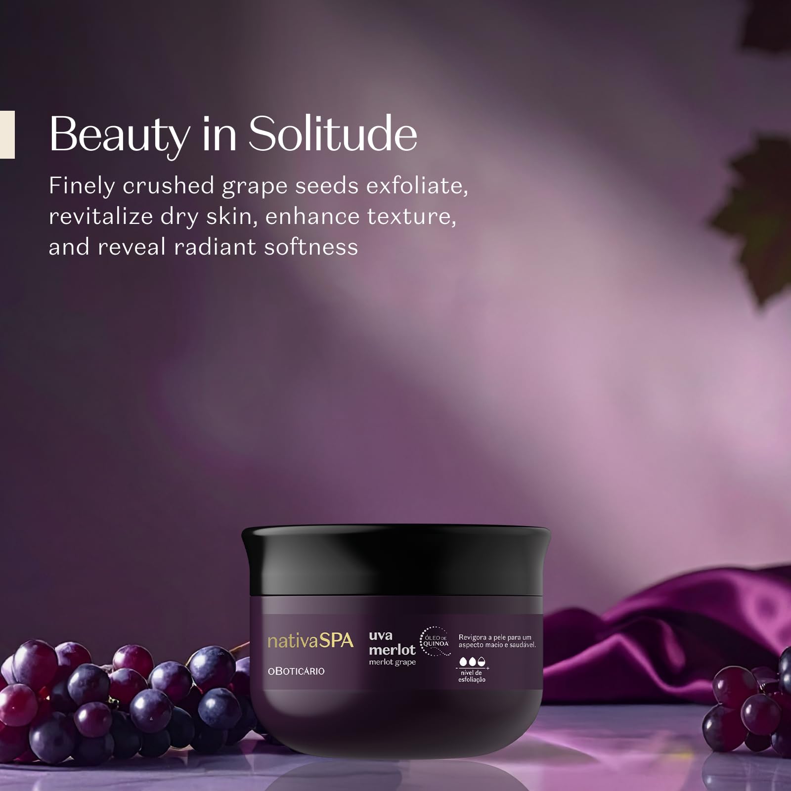 NATIVA SPA Merlot Grape Body Scrub vegan and cruelty-free formulation.