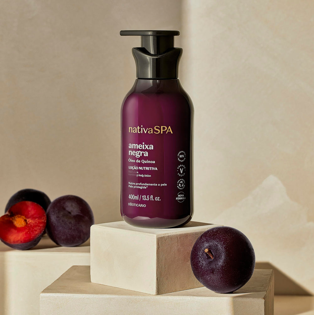 Nativa Spa Lotion bottle illustrates lightweight, quick-absorbing formula