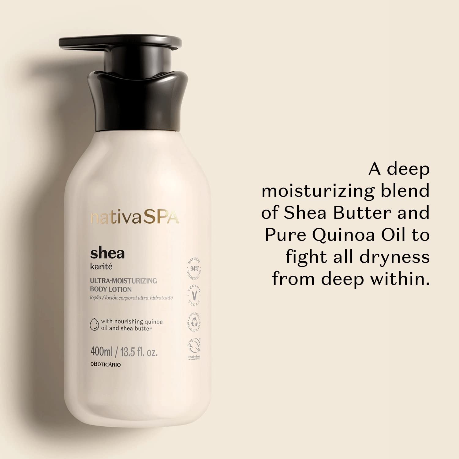Nativa Spa purified quinoa oil ingredient emphasizes natural nourishment.