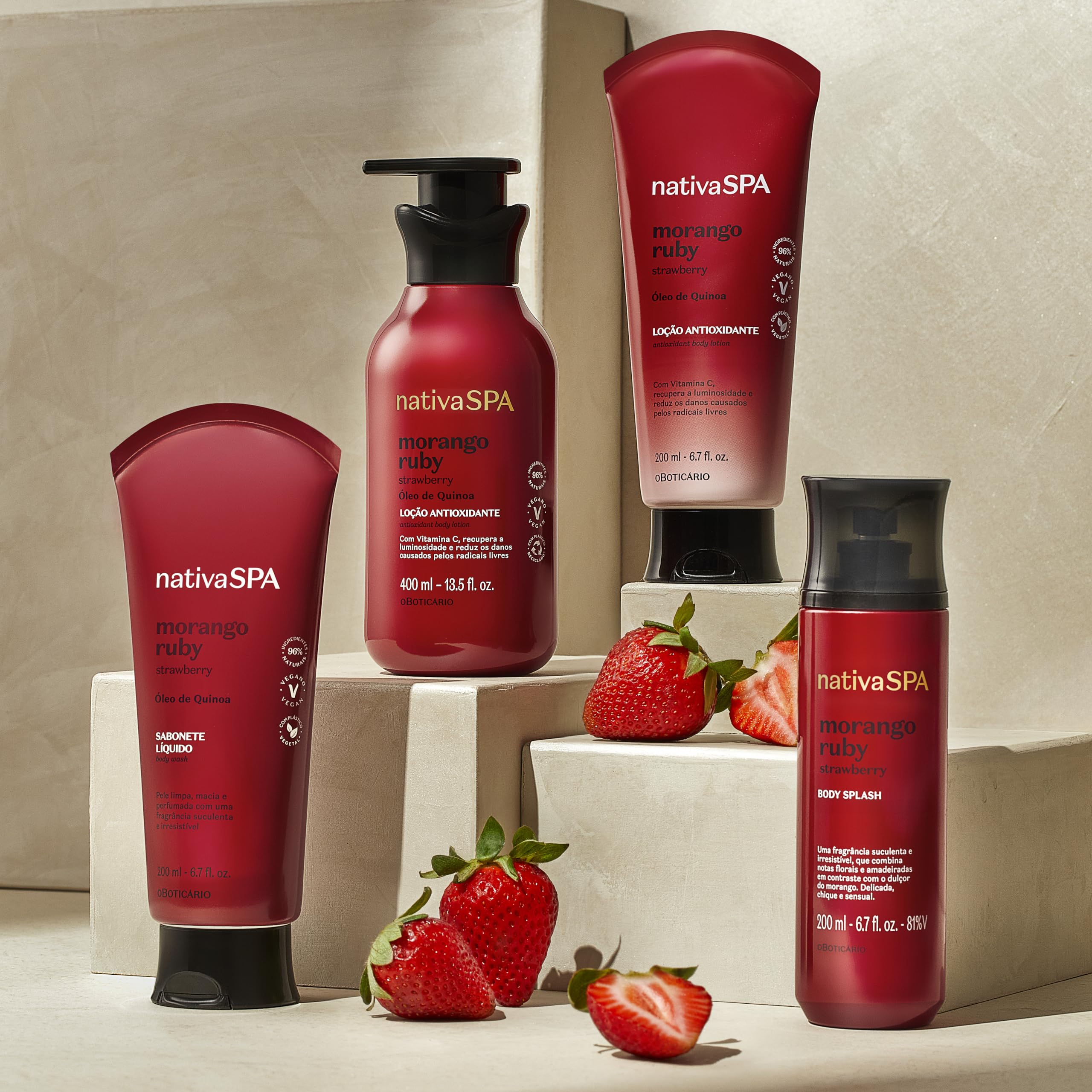 NATIVA SPA Ruby Strawberry creamy lotion on skin after use.