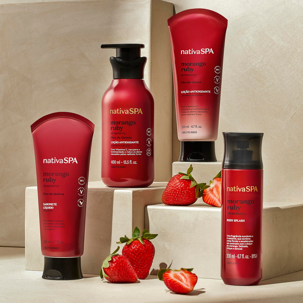 NATIVA SPA Ruby Strawberry creamy lotion on skin after use.