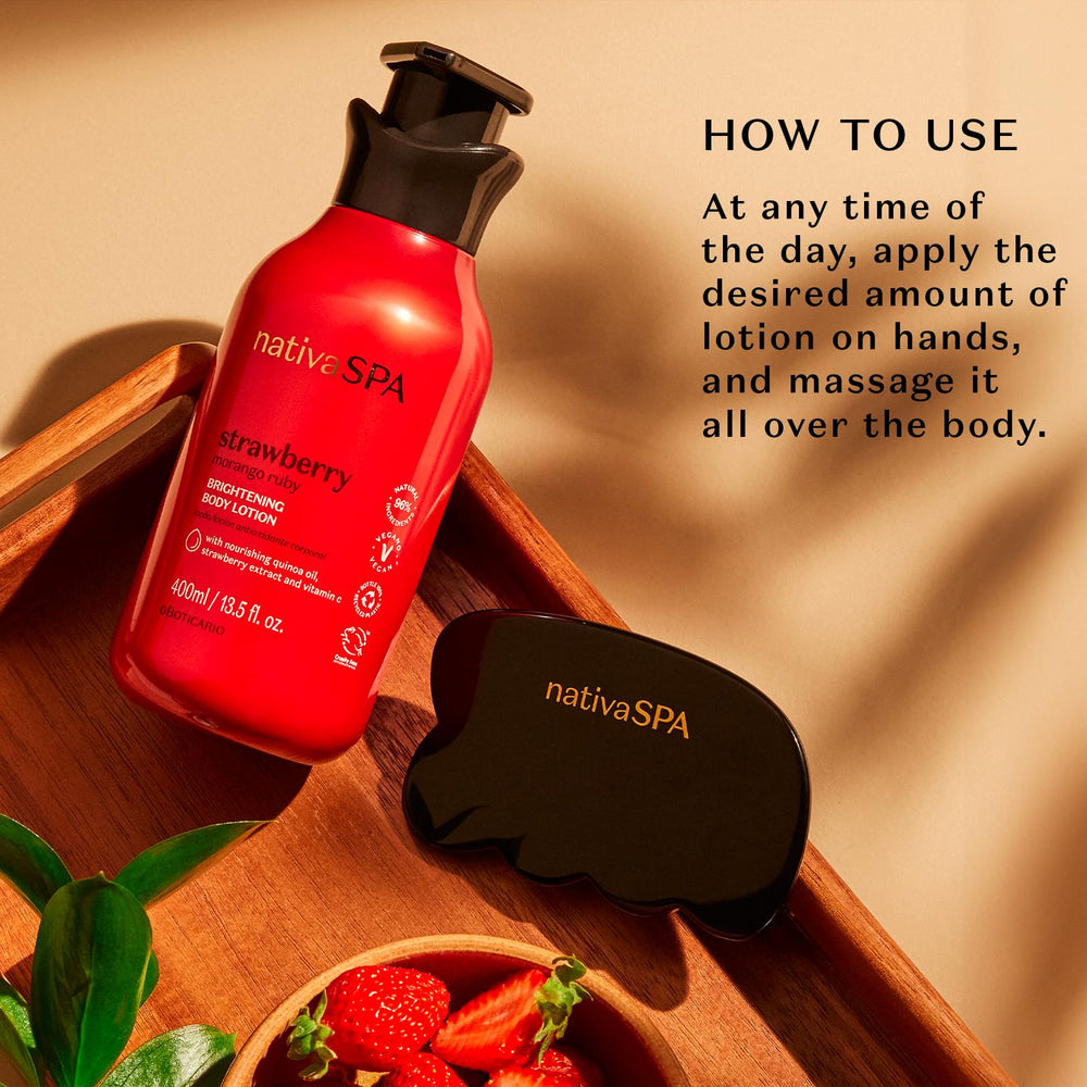 NATIVA SPA Ruby Strawberry quinoa oil feature highlights nourishing formula.
