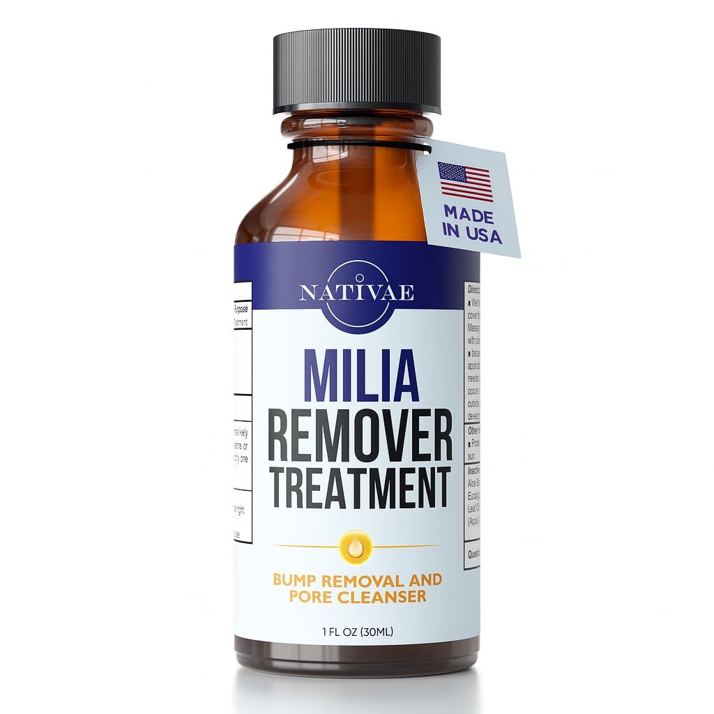 Nativae Milia Remover bottle close-up for delicate eye-area care