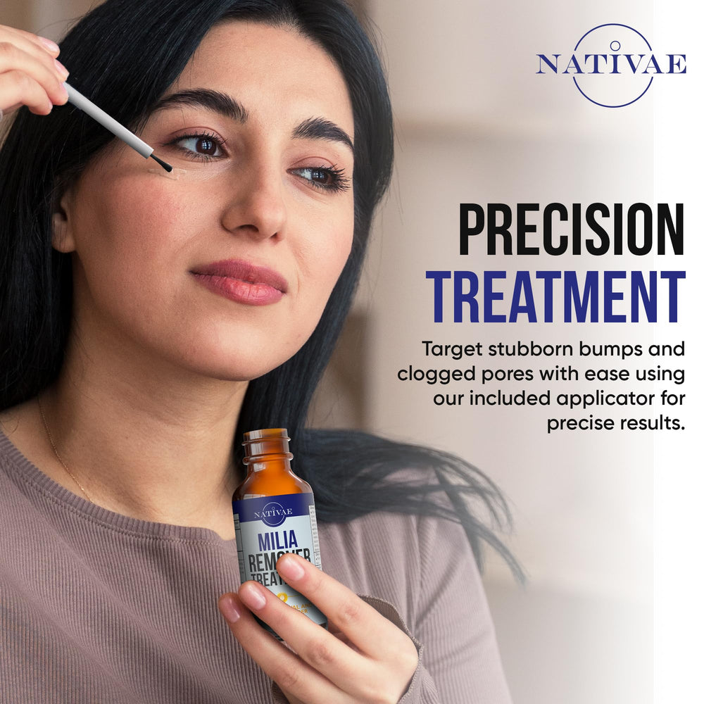 Nativae Milia Remover gel texture on skin; light, fast-absorbing formula
