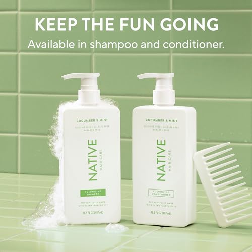 Two Native bottles on a bathroom shelf for daily use