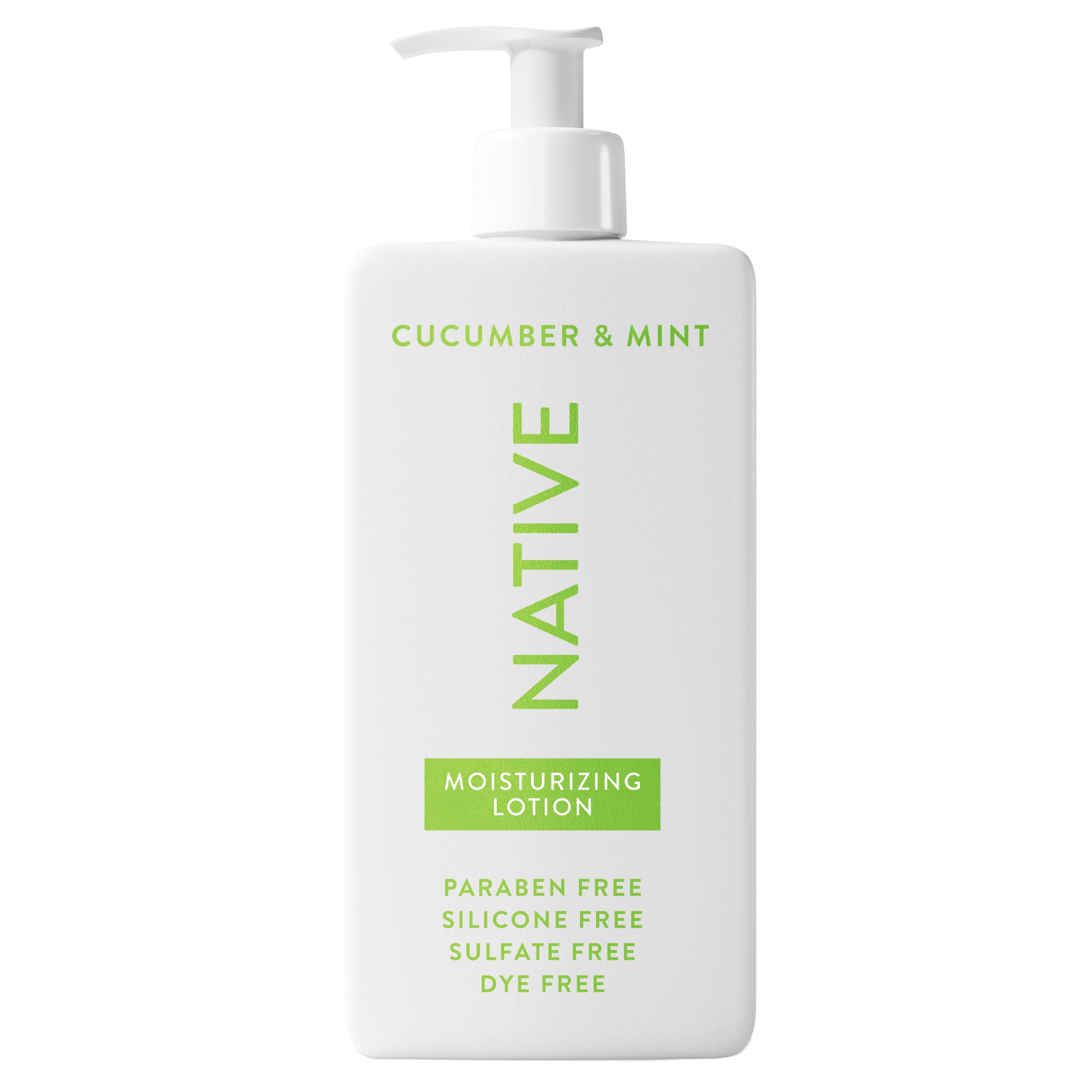 Native Body Lotion bottle by the pool with cucumber mint scent for refreshing skin.