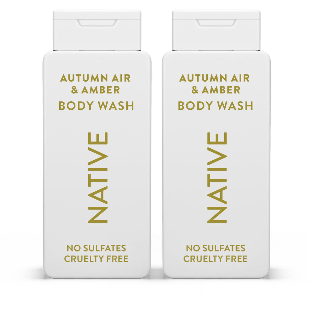 Native Body Wash Autumn Air & Amber bottle ready for a refreshing cleanse.