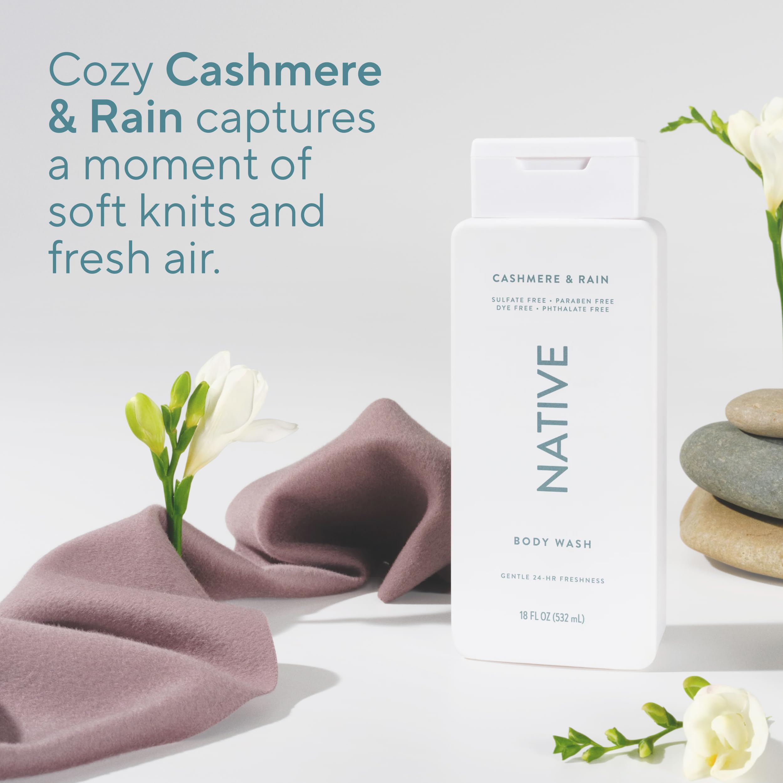 Native Body Wash bottle in soft lighting evokes a clean, refreshing routine.
