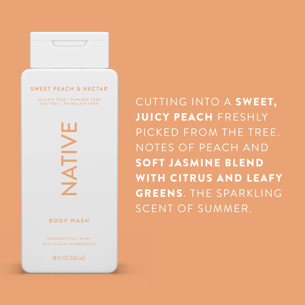 Native Body Wash coconut-derived cleansers gently cleanse while maintaining softness.