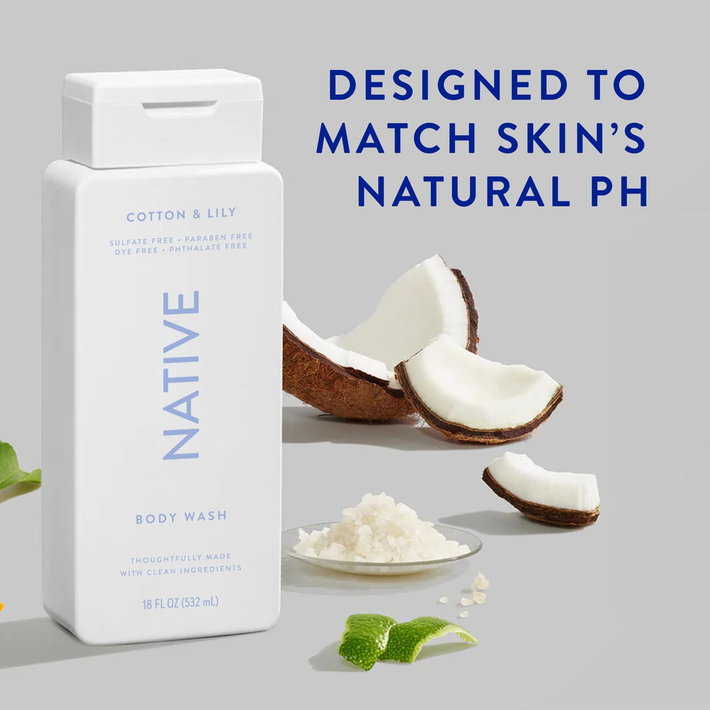 Close-up of creamy lather from Native Body Wash during shower.