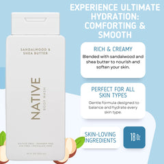Native body wash lather close-up showing rich, creamy foam.