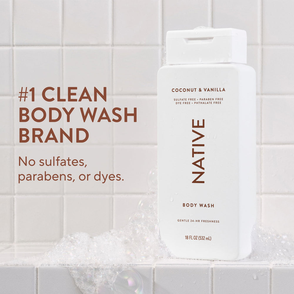 Creamy lather from Native Body Wash delivers hydrated skin during shower