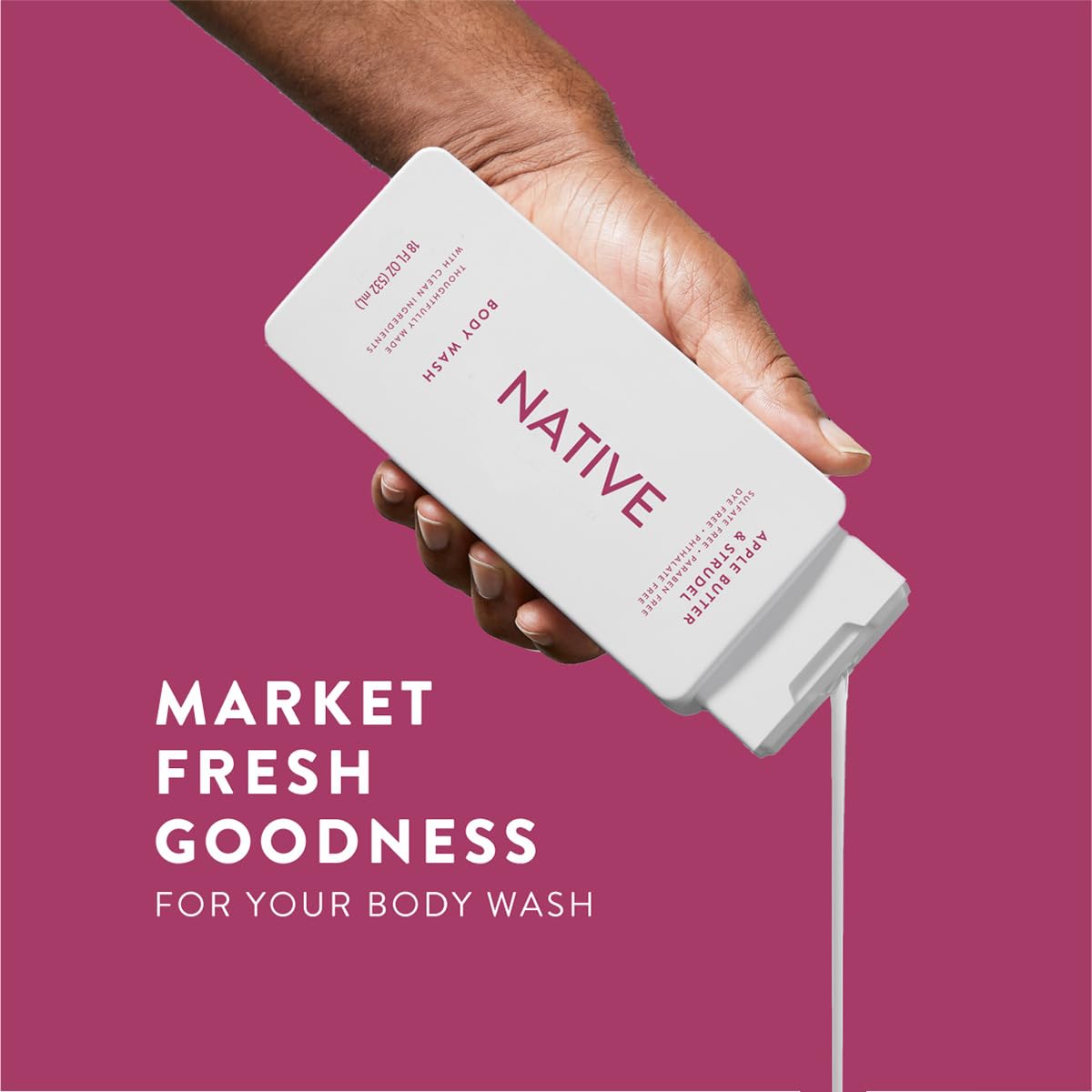 Native Body Wash fragrance in shower scene with skin-friendly balance.