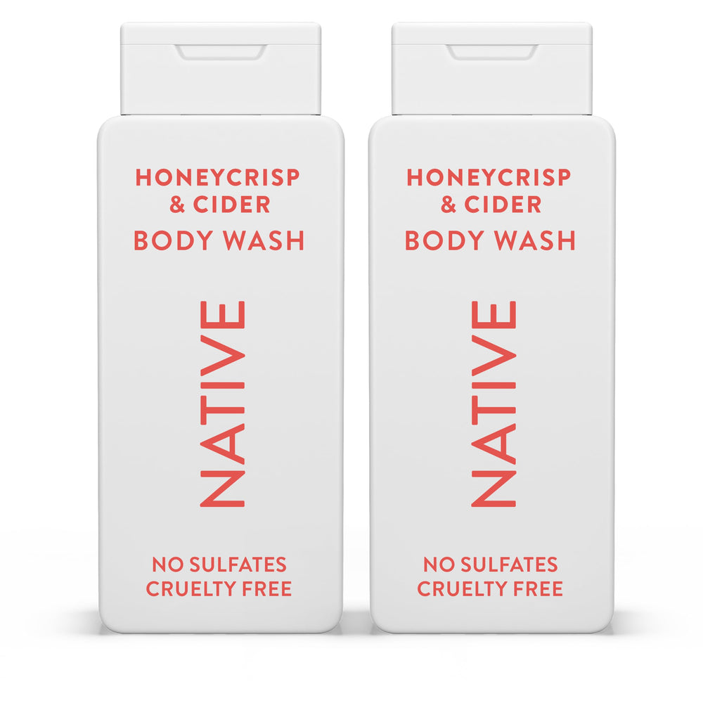 Native Body Wash bottle pour reveals Honey Crisp & Cider and a refreshing lather.