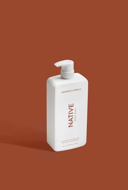 Native Body Wash pump close-up showing plant-based formula for gentle cleansing.