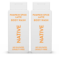 Native Body Wash Pumpkin Spice Latte bottle shows the cozy, hydrating cleanse.