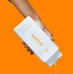 Native Body Wash Pumpkin Spice Latte lather highlights plant-based cleansing for all skin types.