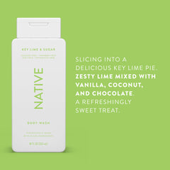 Native Body Wash refreshing key lime scent boosts shower mood.