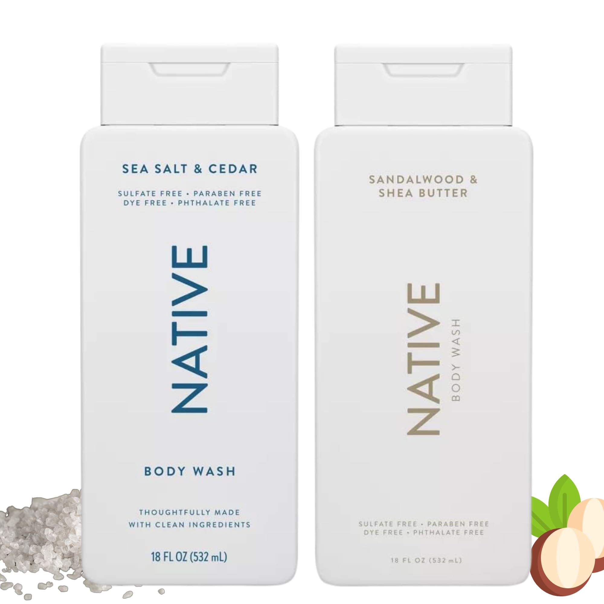 Native Sea Salt & Cedar bottle shows refreshing aroma and clean rinse.