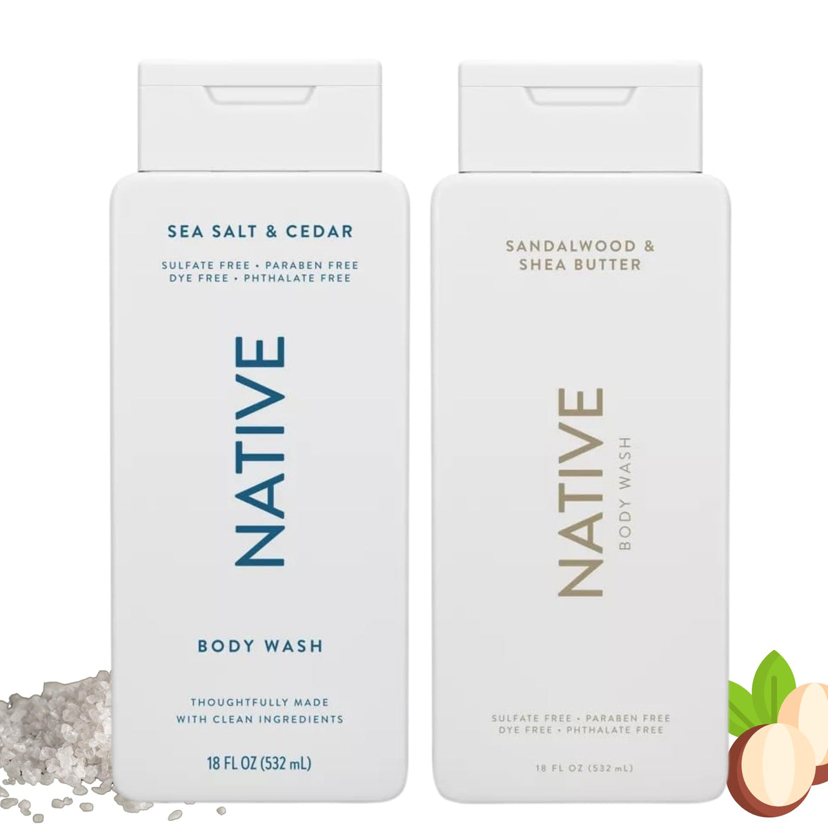 Native Sea Salt & Cedar bottle shows refreshing aroma and clean rinse.