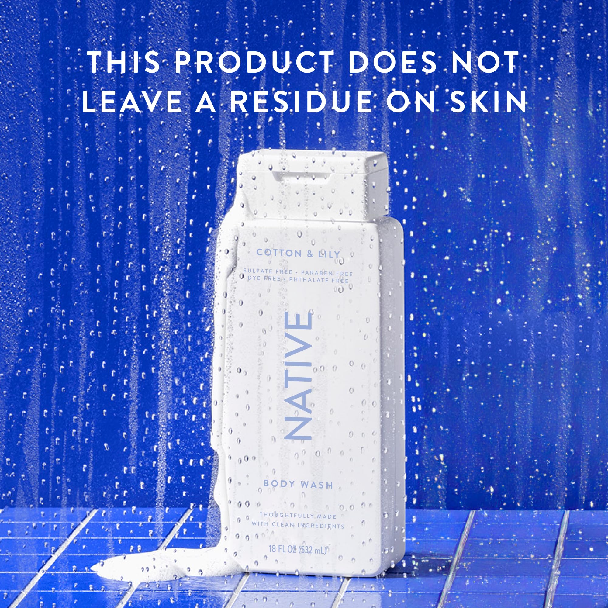 Bottle poured into hand for a refreshing cleanse with Native.