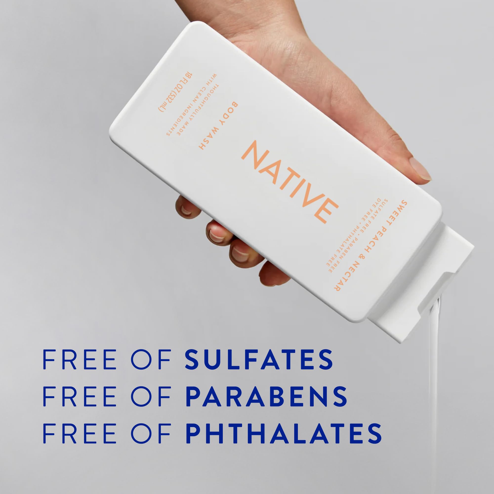 Native Body Wash Sweet Peach scent evokes spring, leaving skin refreshed.