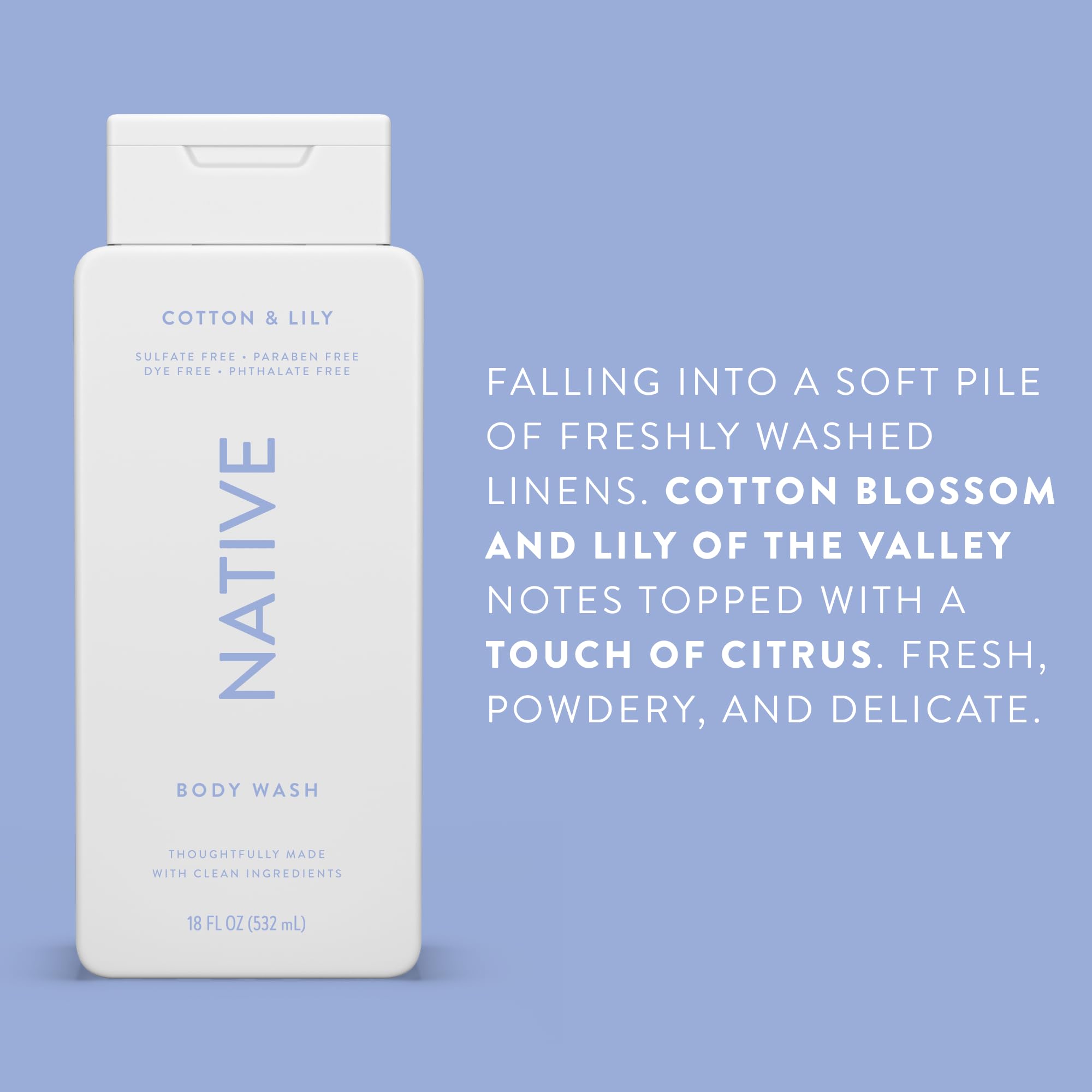 Vegan Cruelty-Free badge on Native Body Wash packaging.