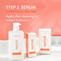 Hand applying Native Brightening Serum with quick absorption and smooth feel.