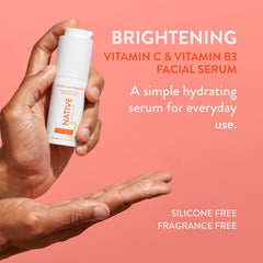Dispensing pump of Native Brightening Serum demonstrates easy, non-greasy application.