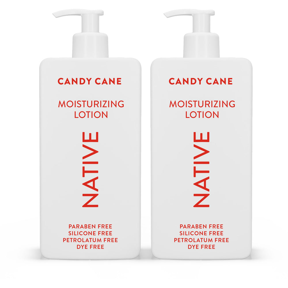 Native Candy Cane body lotion bottle delivering rich moisture and quick absorption.