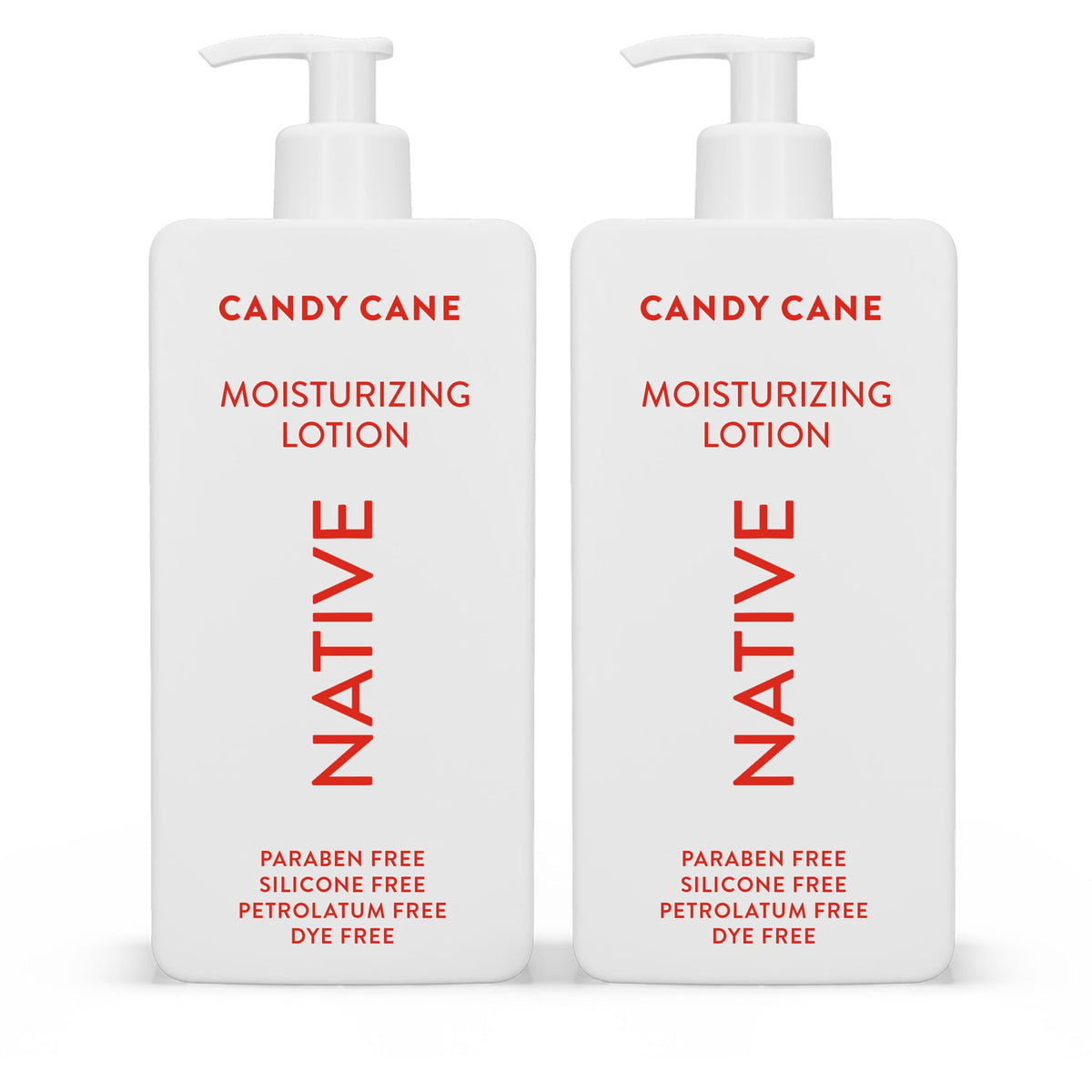 Native Candy Cane body lotion bottle delivering rich moisture and quick absorption.