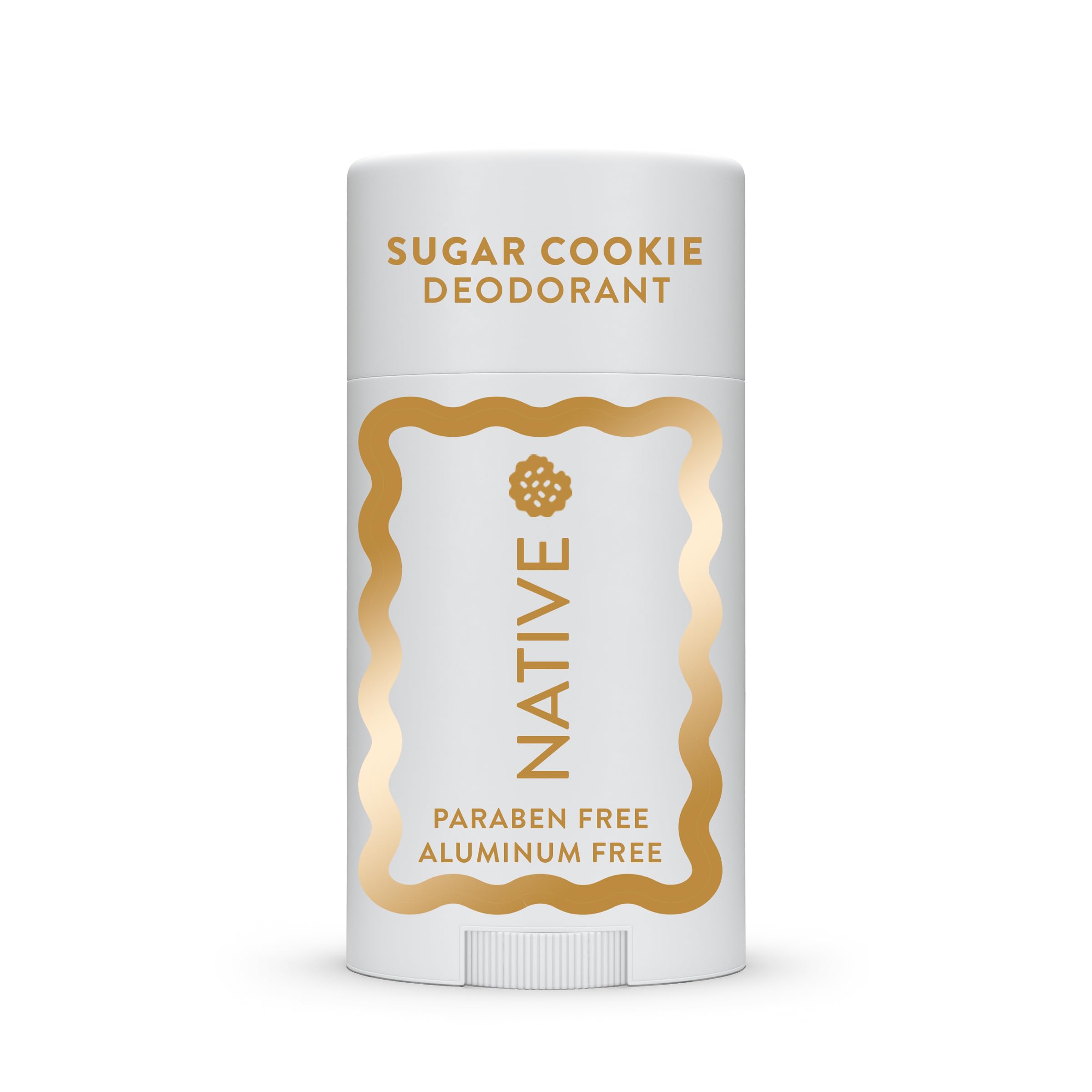 Native Deodorant Sugar Cookie packaging highlights festive design and aluminum-free protection.