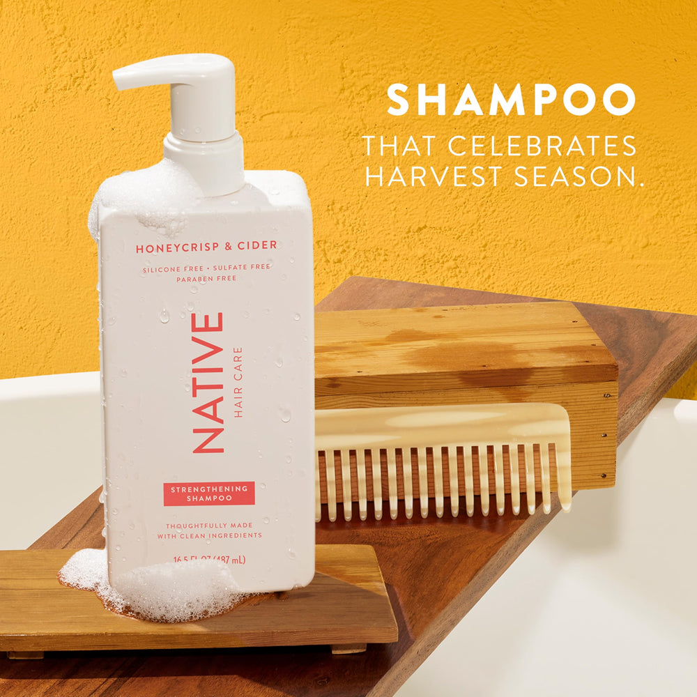 Native Honey Crisp & Cider conditioner splash conveys quick detangling and hydration in daily routines.