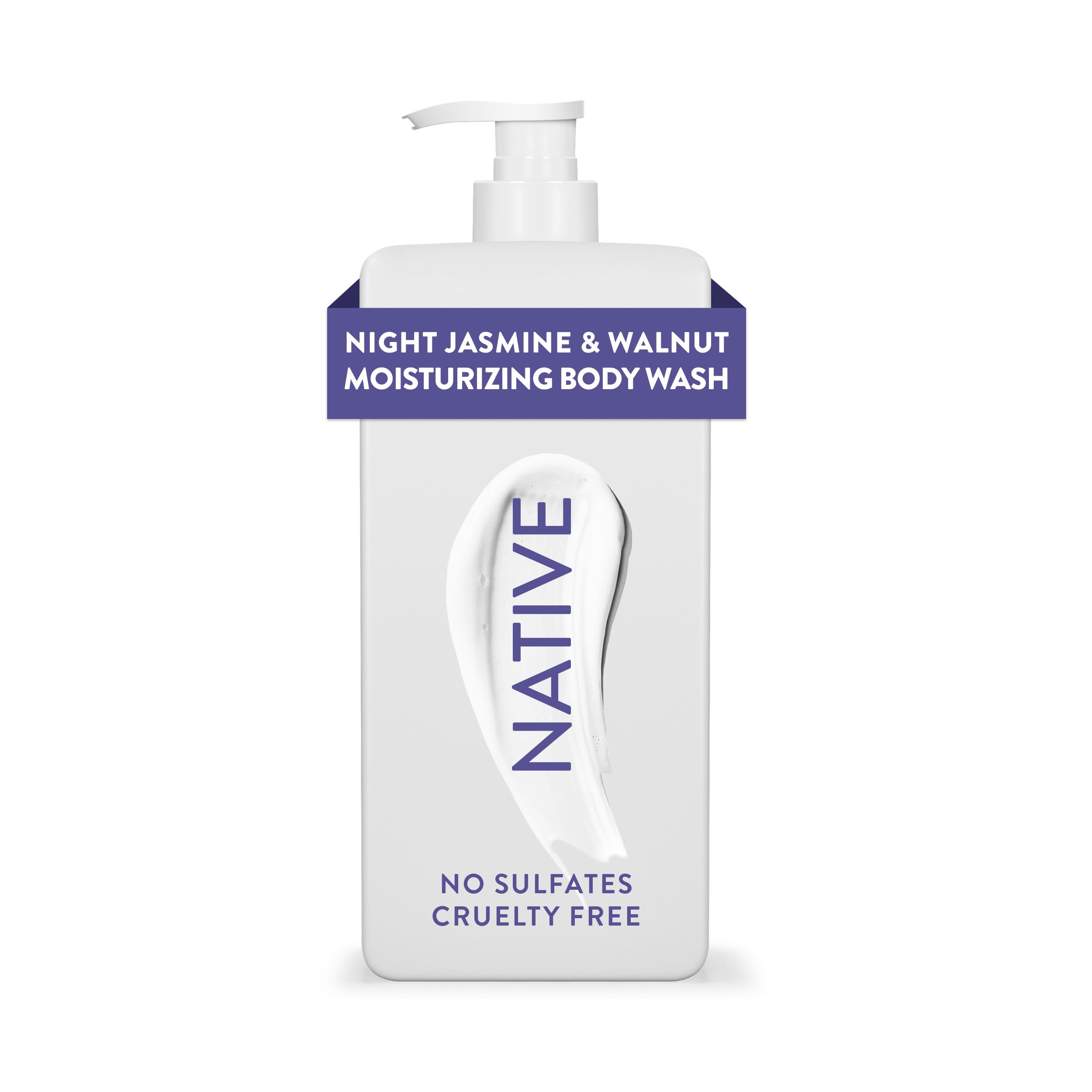 Native Moisturizing Body Wash bottle with Night Jasmine and Walnut for daily hydrated skin.