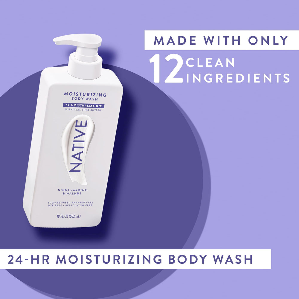 Native Body Wash on shower shelf signals a first-class grooming ritual.