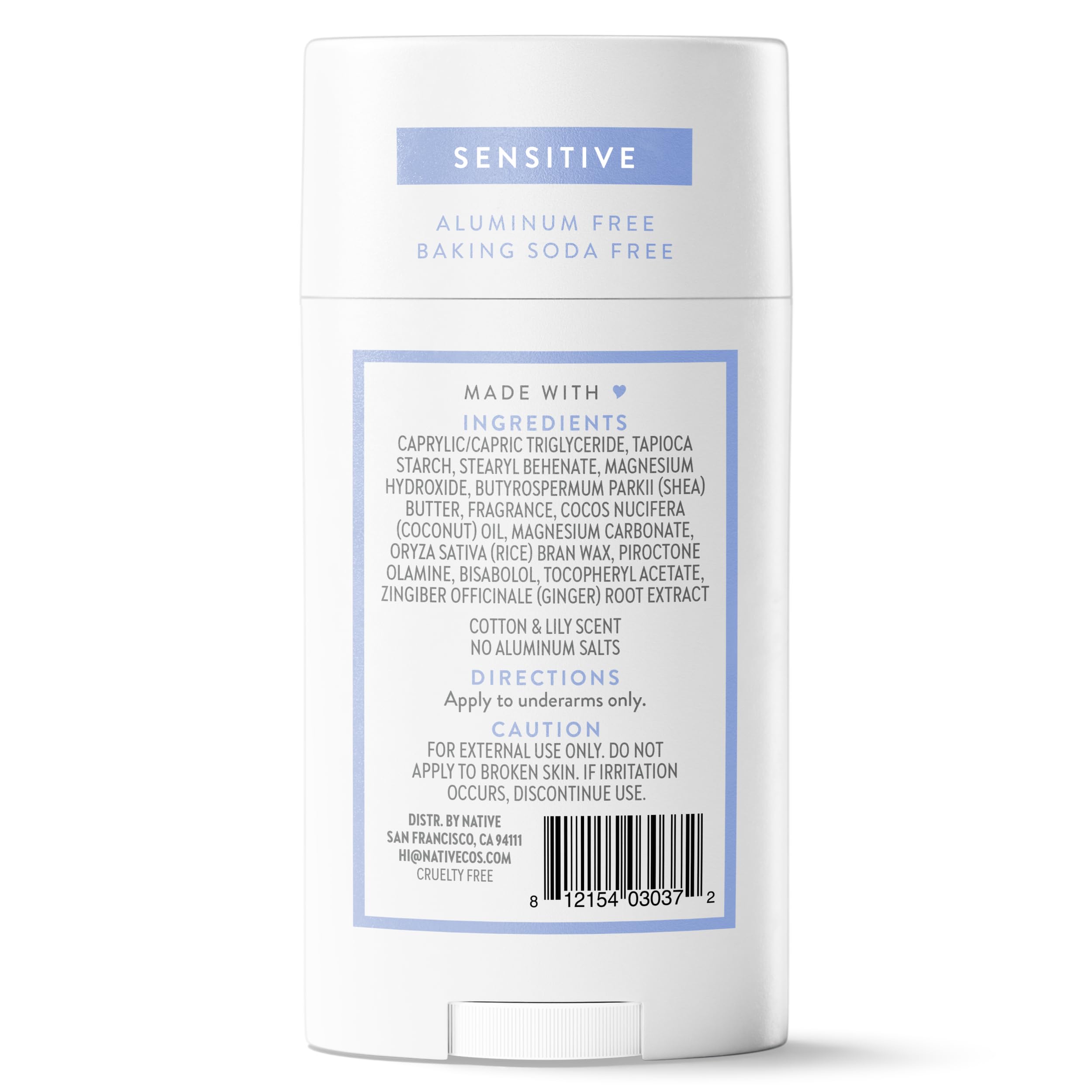 Native Sensitive Deodorant no visible residue on clothes after application.