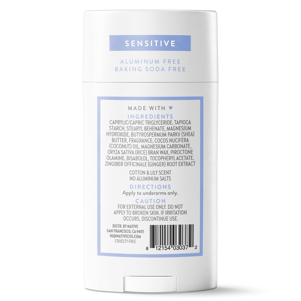 Native Sensitive Deodorant no visible residue on clothes after application.