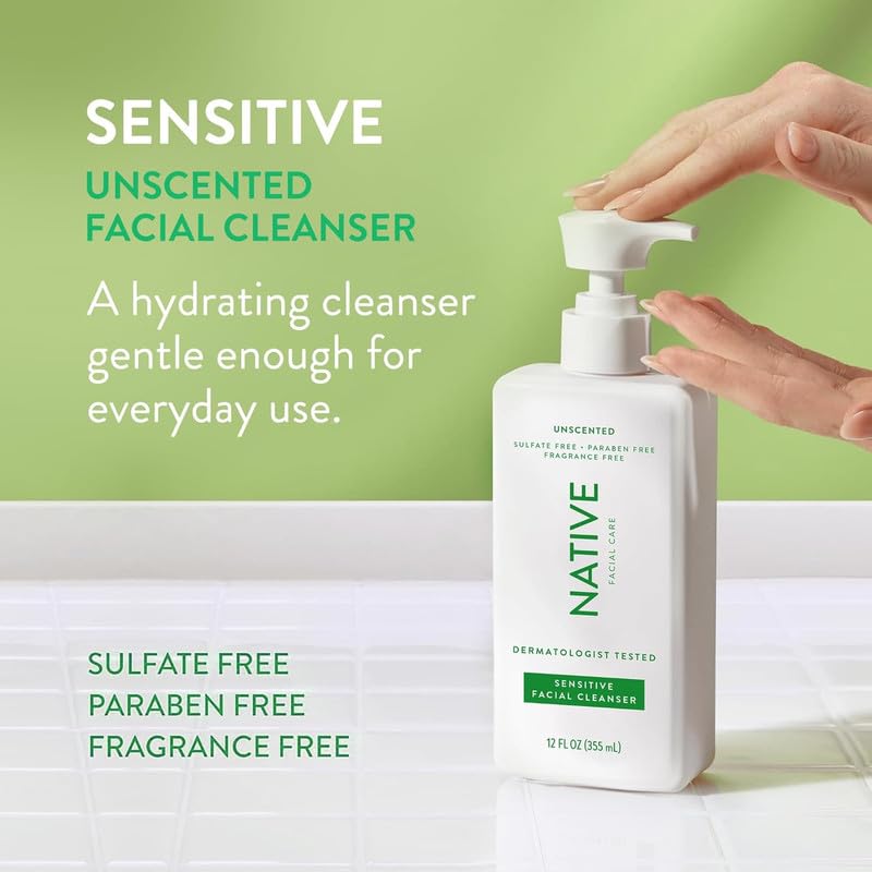 Native Sensitive Face Wash foam close-up highlighting light, non-greasy lather for a fresh feel.