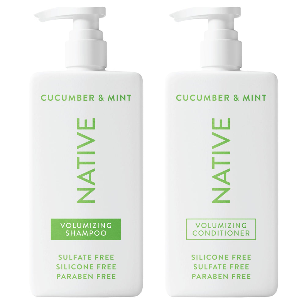 Native shampoo bottle pour shows gentle cleansing for all hair types