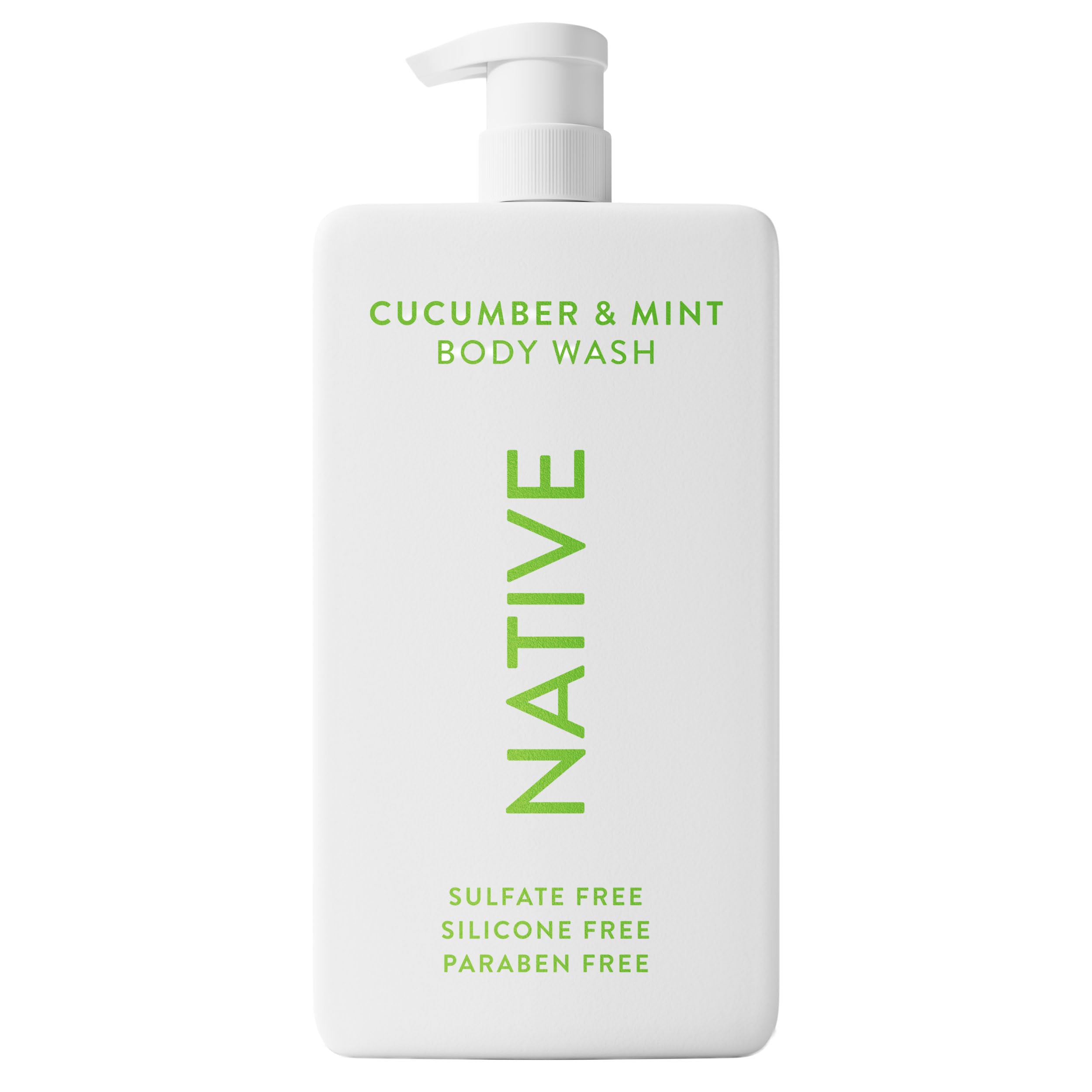Native sulfate-free body wash bottle front view highlighting clean formula for sensitive skin.