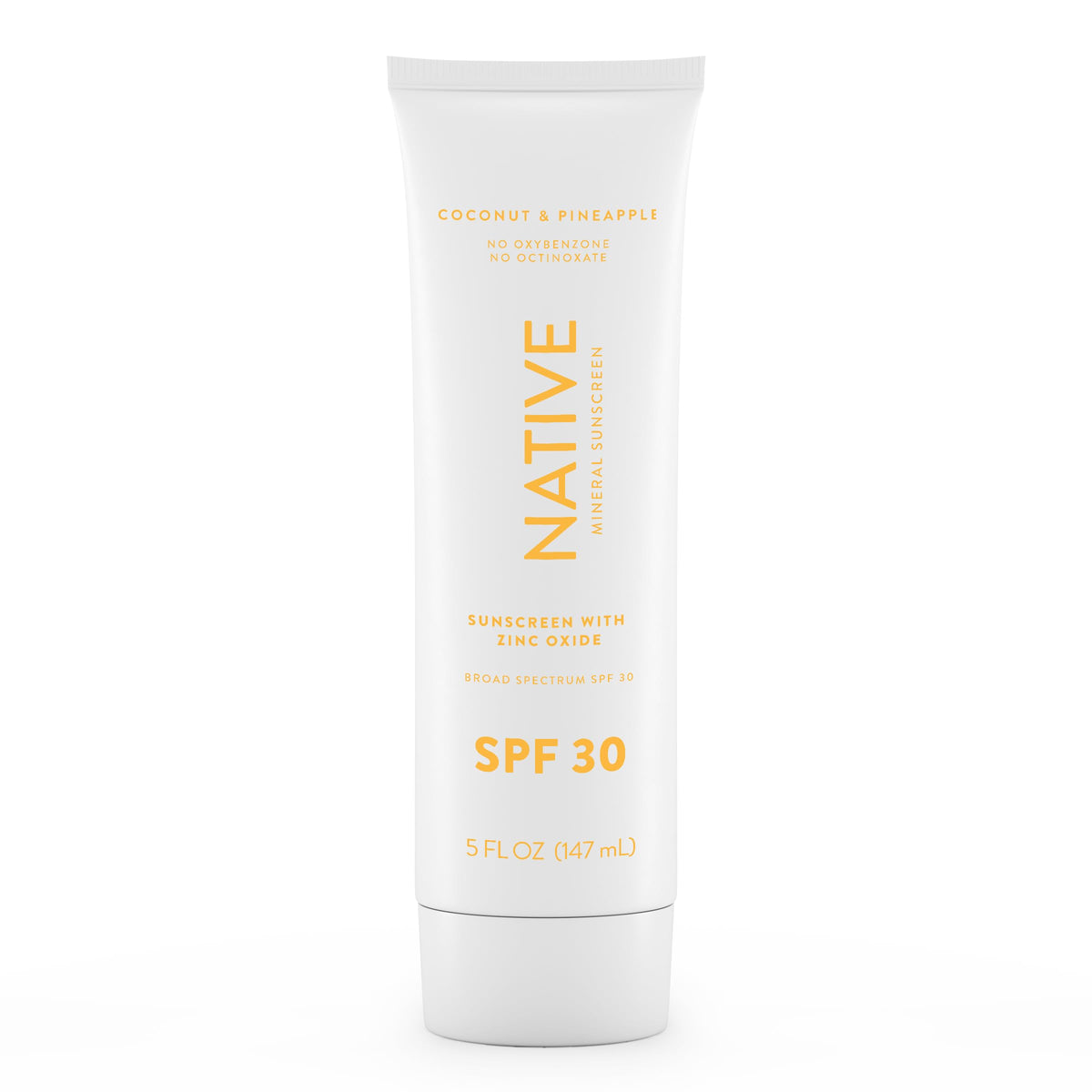 Native Sunscreen SPF 30 bottle with pineapple-coconut scent for daily protection.