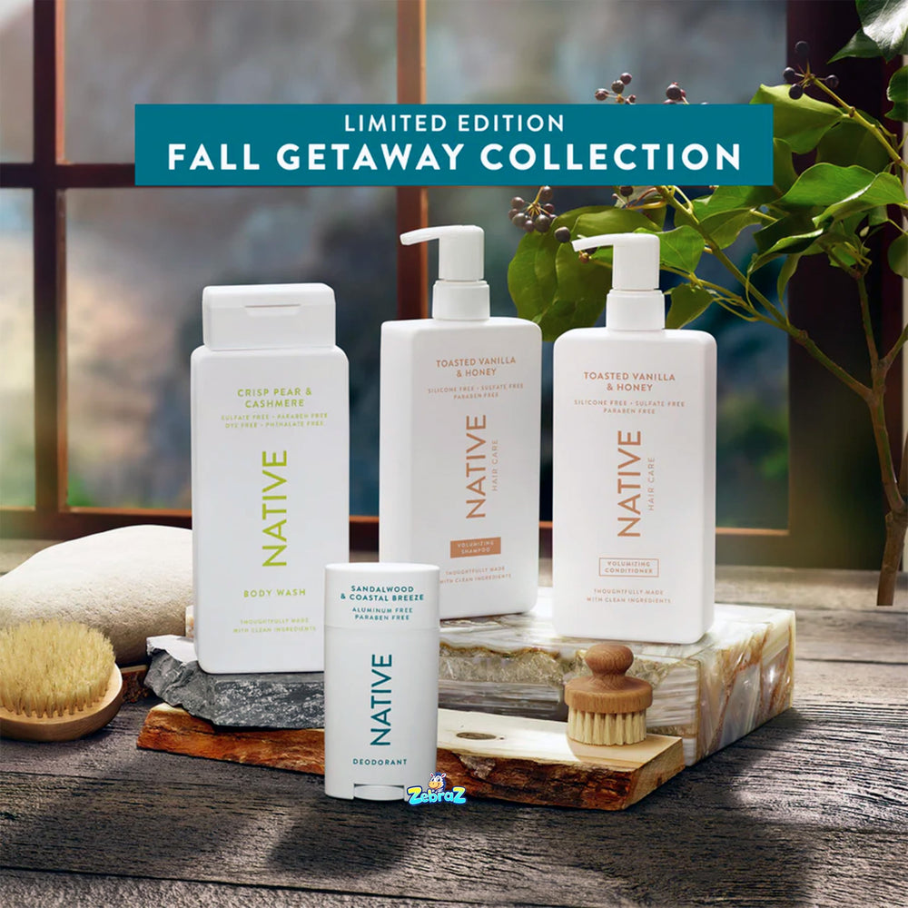 Label close-up: sulfate-free, vegan, cruelty-free claims on Native packaging.