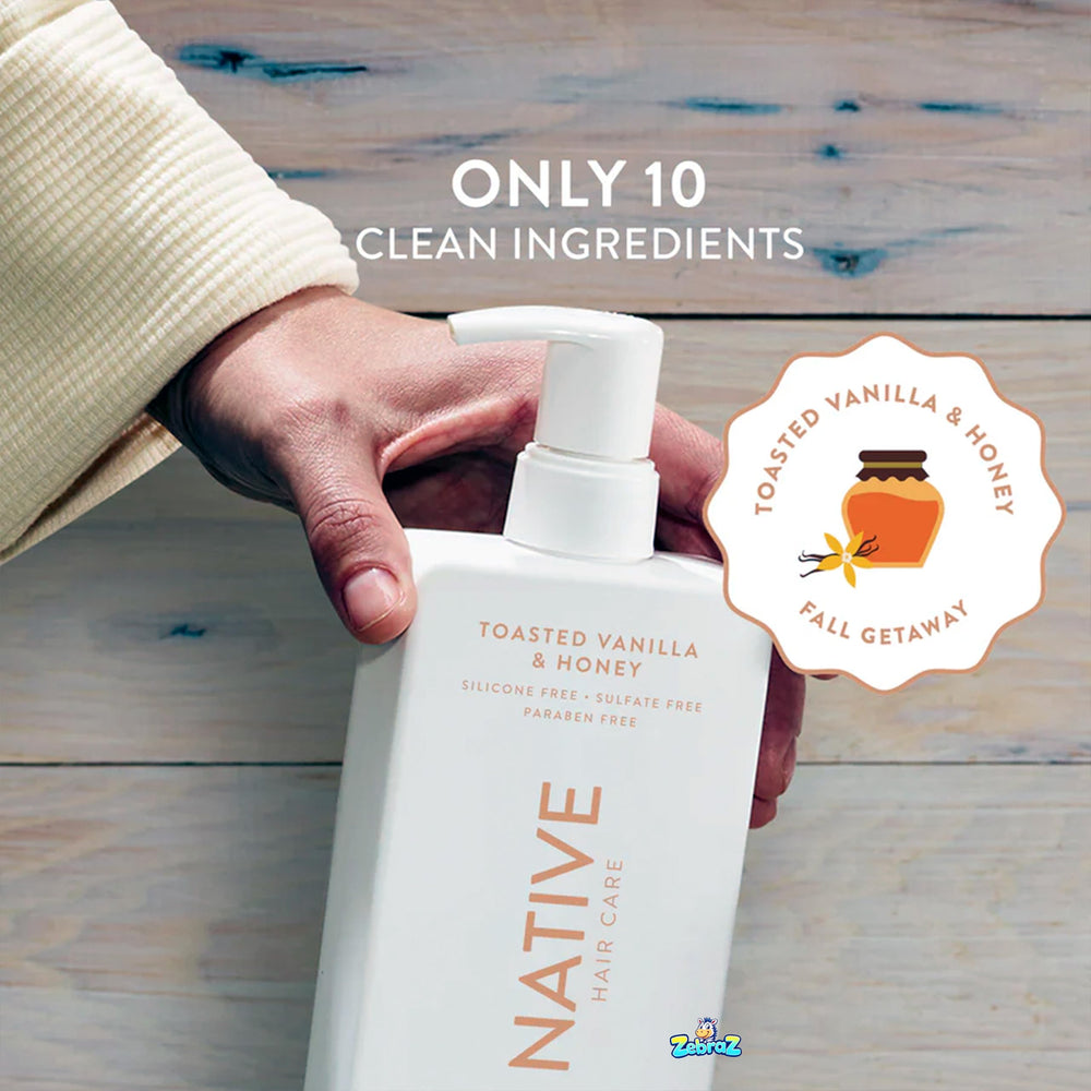 Vegan cruelty-free badge on Native packaging for mindful hair care.