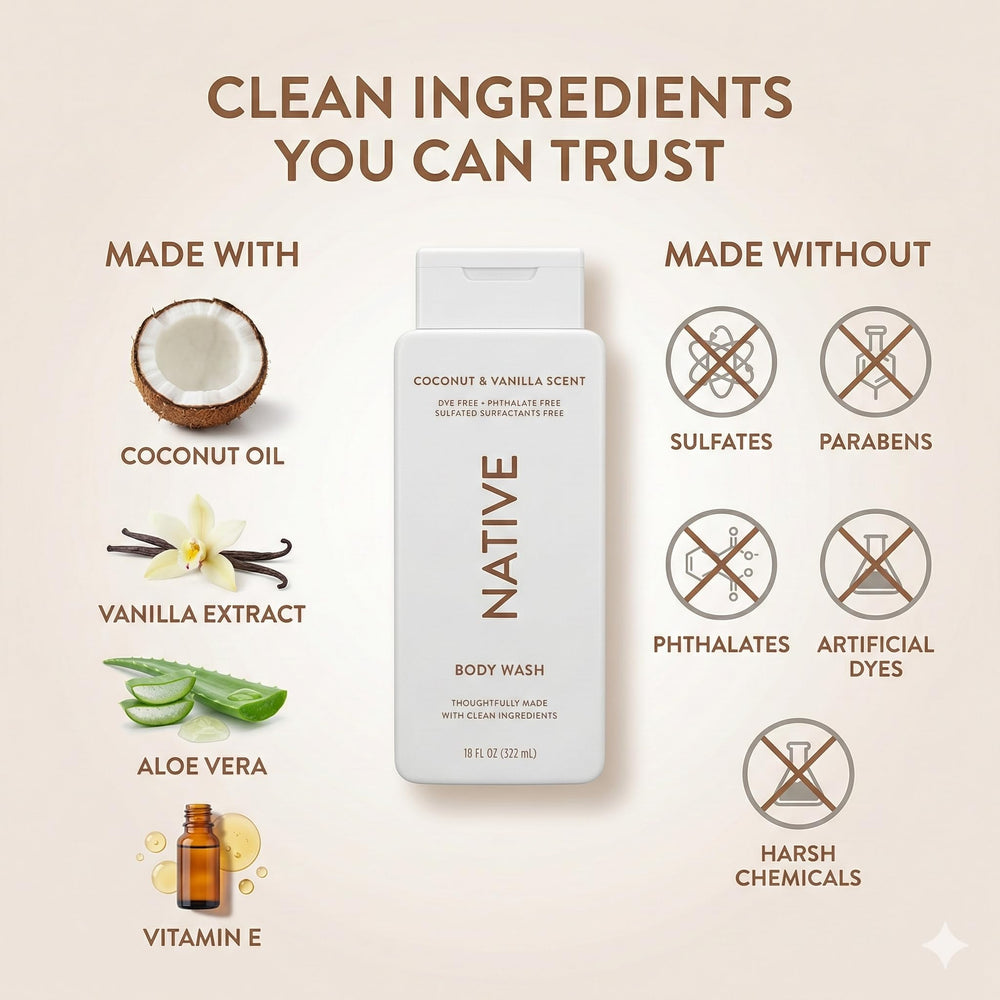 Native cruelty-free vegan icon next to Coconut Vanilla formula