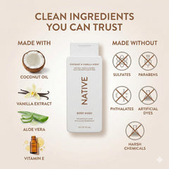 Native cruelty-free vegan icon next to Coconut Vanilla formula