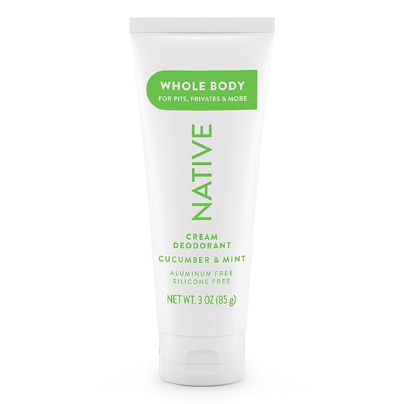 Native Whole Body Deodorant Cream cucumber mint packaging, smooth application.