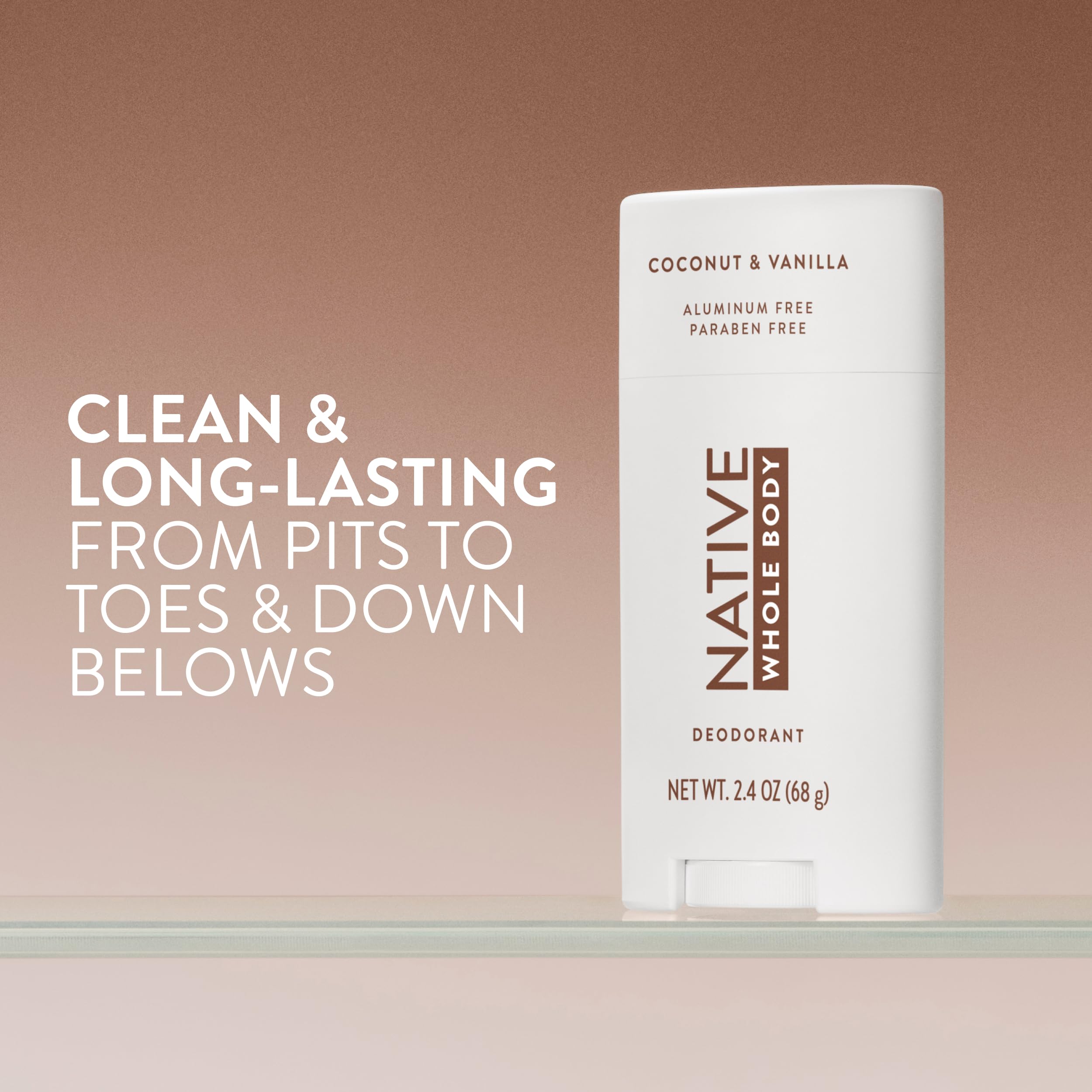 Native Whole Body Deodorant Stick creamy texture application shows smooth, non-greasy glide for comfortable wear