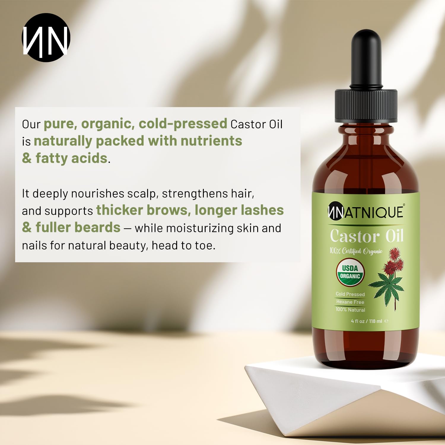 Natnique Castor Oil applicator kit for easy lash and brow application