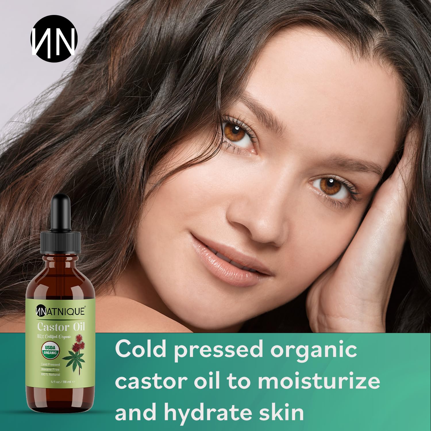 Natnique Castor Oil for eyebrows supporting natural fullness